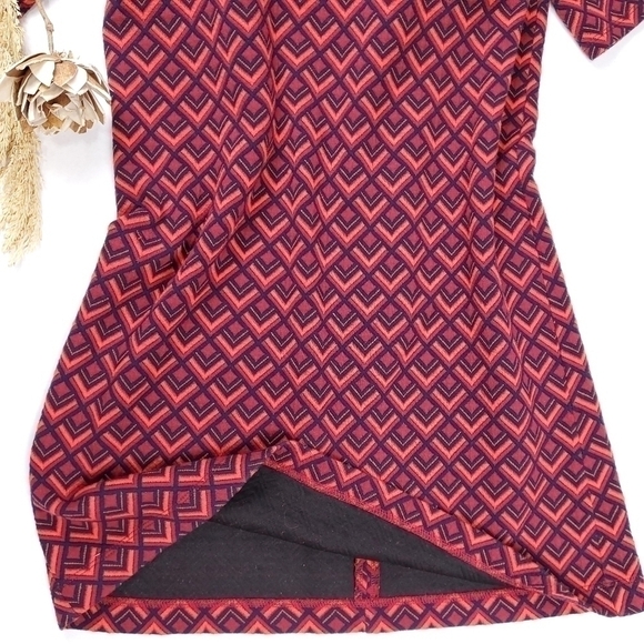 LOFT Medium Navy Red Orange Geodesic Print Dress Size M - Picture 6 of 13